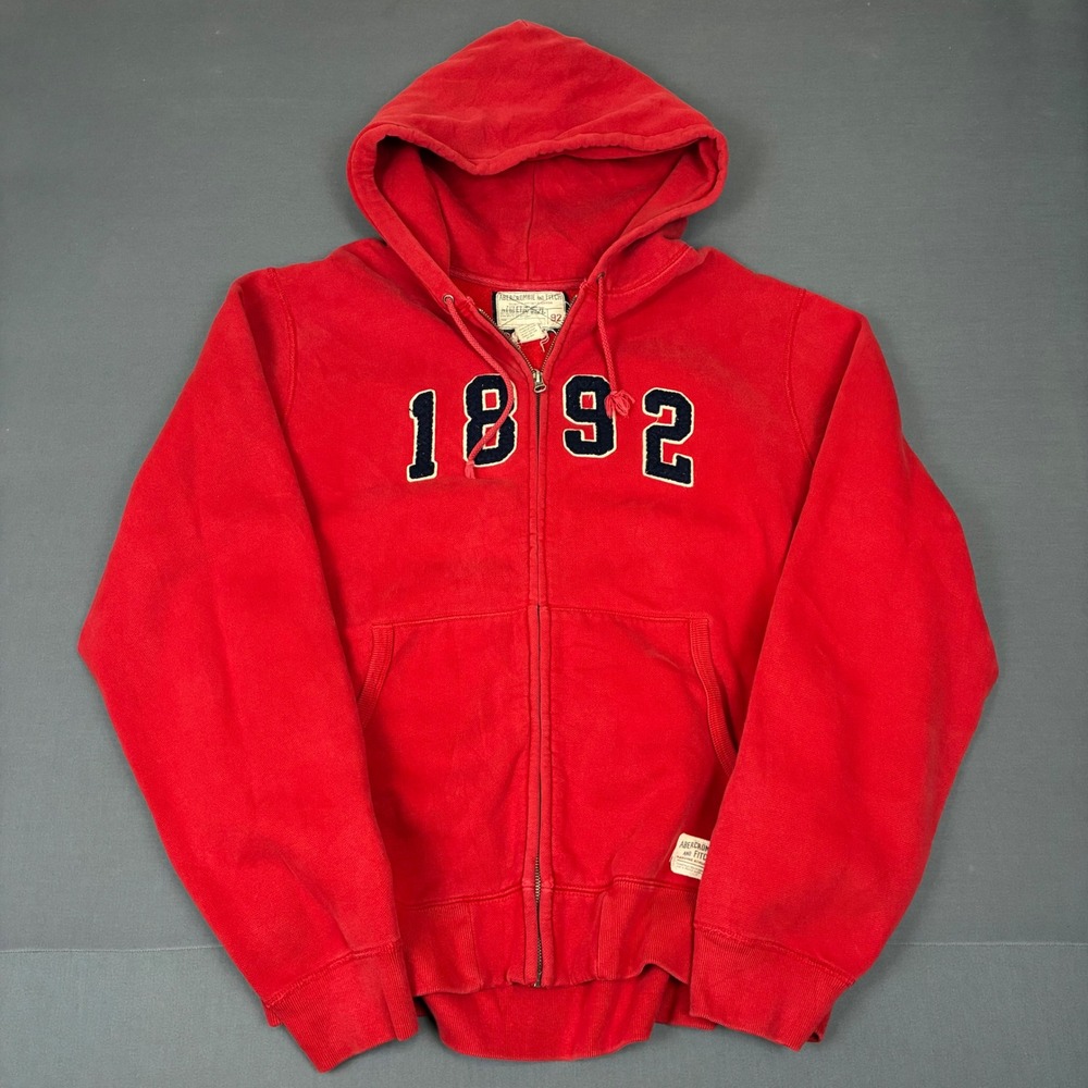 VTG Y2K Abercrombie 1892 Full Zip Hoodie Men's Size XL Red